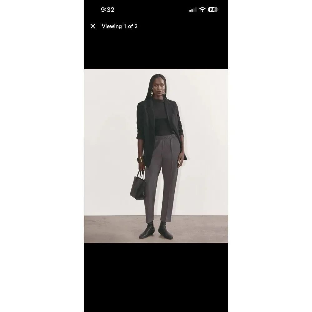 Everlane Dream Cotton Pants Front Seam Drawstring Gray Blue Sz M Modal Cotton El